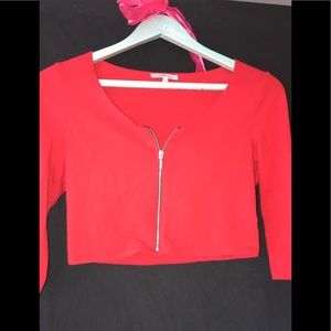 Long sleeve zip up crop top